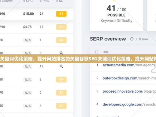 谷歌 SEO 关键词优化策略，提升网站排名的关键谷歌SEO关键词优化策略，提升网站排名的秘诀