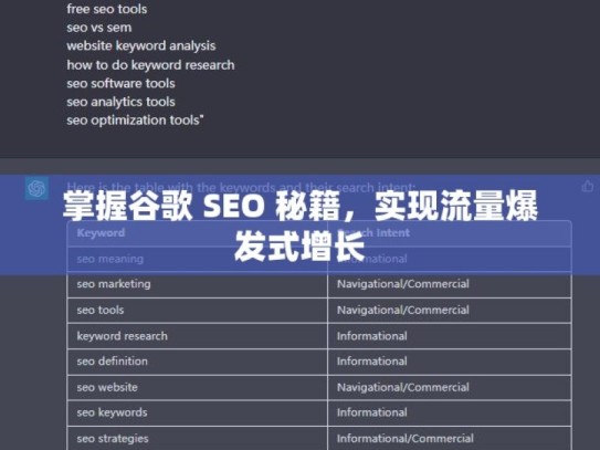 掌握谷歌 SEO 秘籍，实现流量爆发式增长