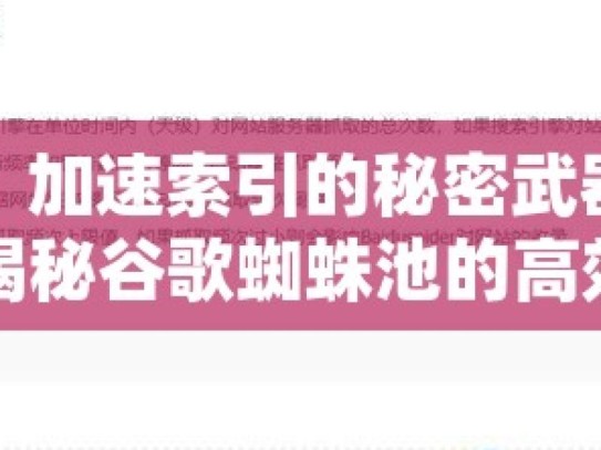 谷歌蜘蛛池，加速索引的秘密武器加速网站索引，揭秘谷歌蜘蛛池的高效运用