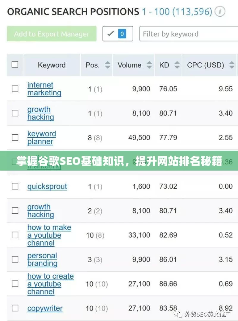 掌握谷歌SEO基础知识，提升网站排名秘籍